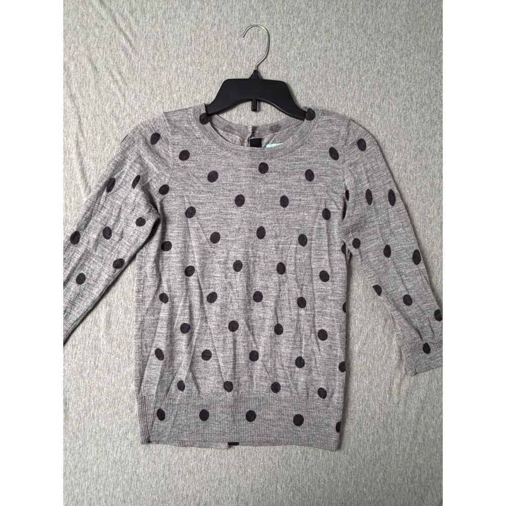 Boden 100% Wool Sweater US 6 Gray Polka Dot Crew Neck Long Sleeve Old Money